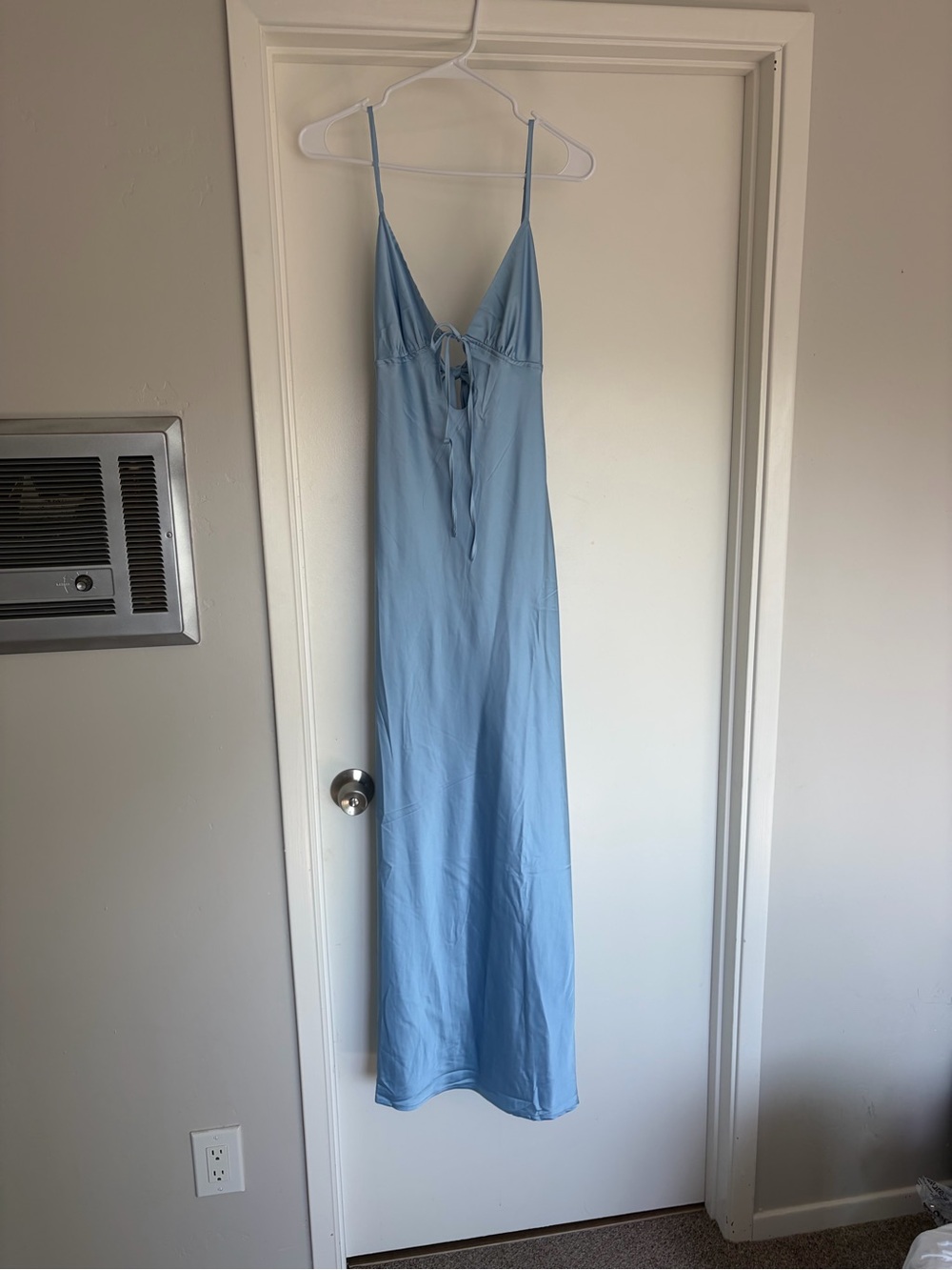 Peppermayo Sky Blue Slip Maxi Dress with Front Tie - Picture 2 of 3